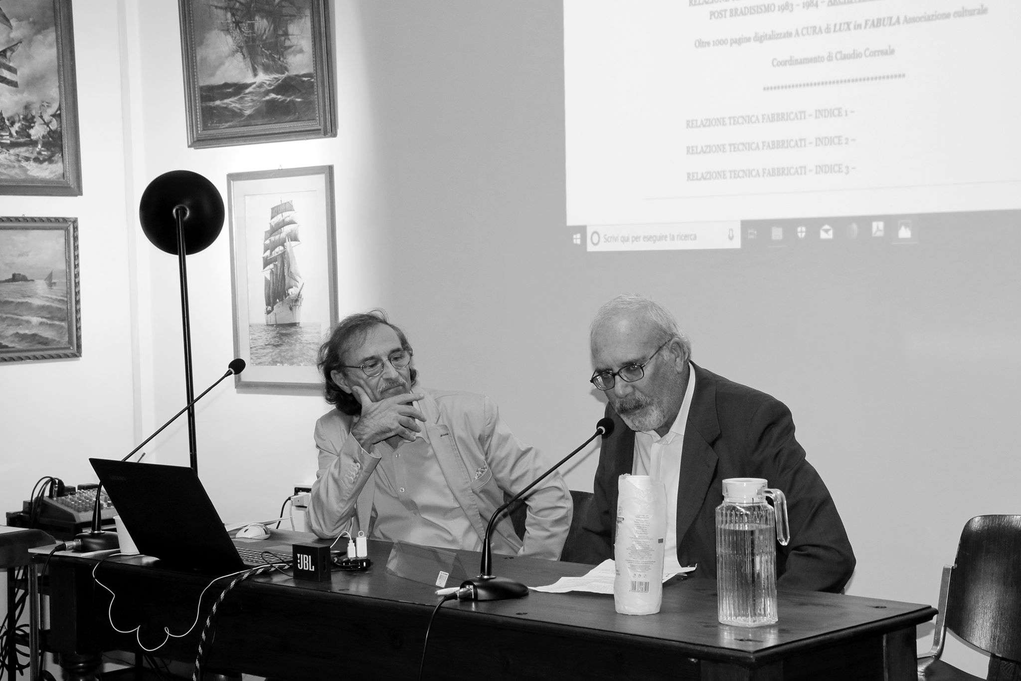Claudio Correale e Antonio Isabettini durante la serata Pozzuoli è memoria, Museo del Mare, Napoli, ottobre 2019. Foto di Vittorio Gulfo