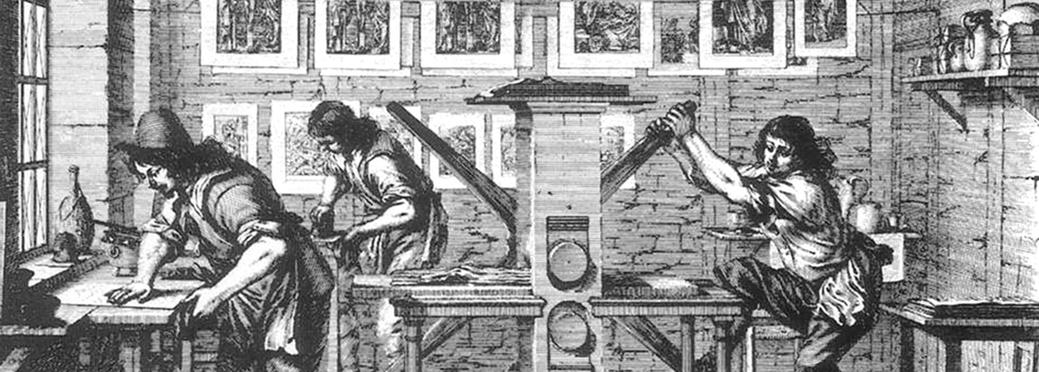 Il processo di stampa, Abraham Bosse. acquaforte su rame, 1653
